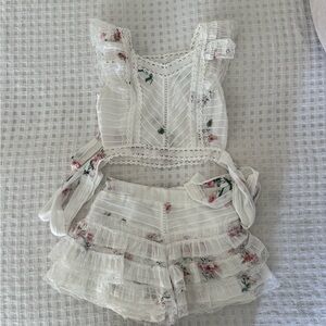 Floral Lace Ruffle Top and Shorts Set